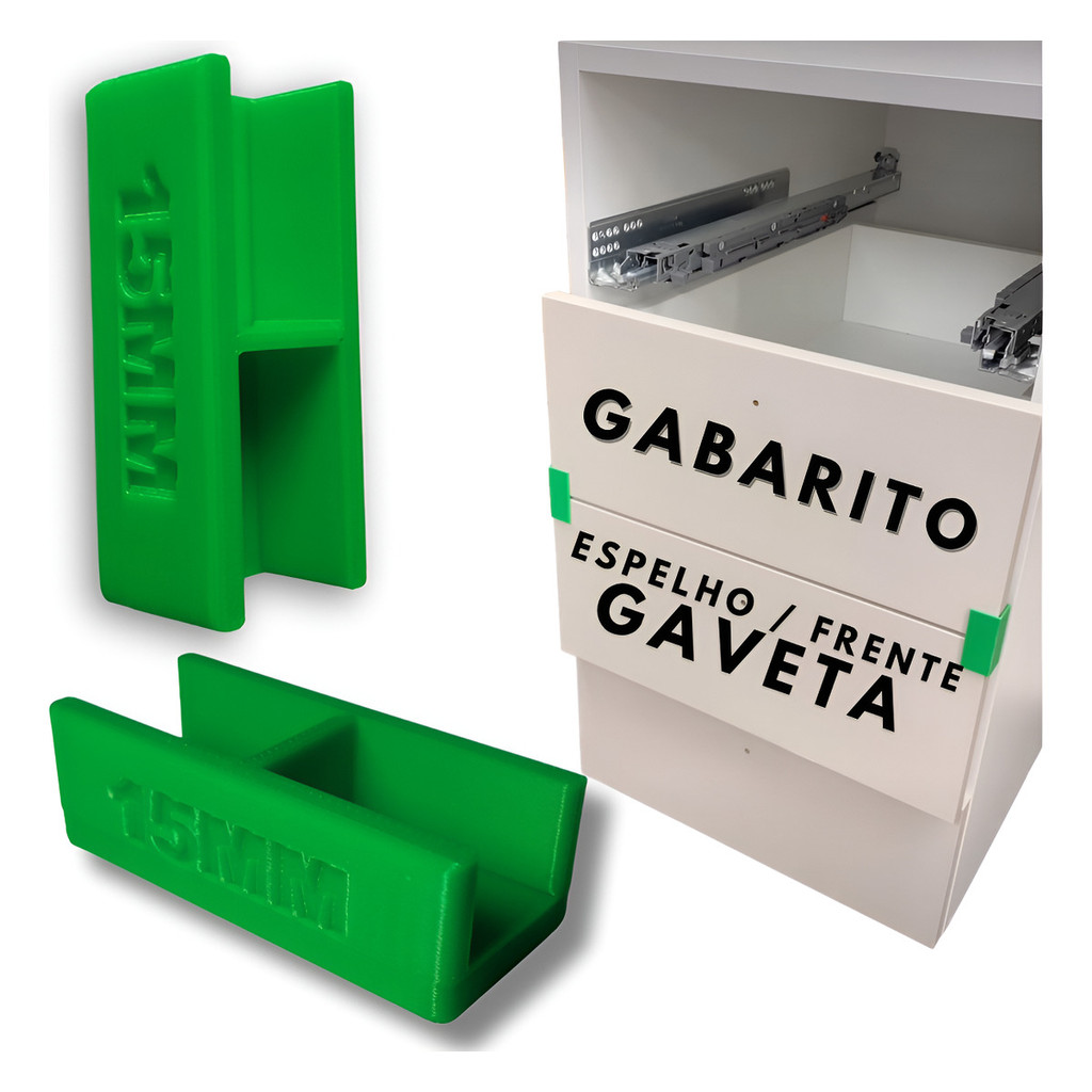 KIT 2 GABARITOS Suportes Para Fixar Frente EXPELHO De Gaveta De Moveis Mdf 15mm 2MM
