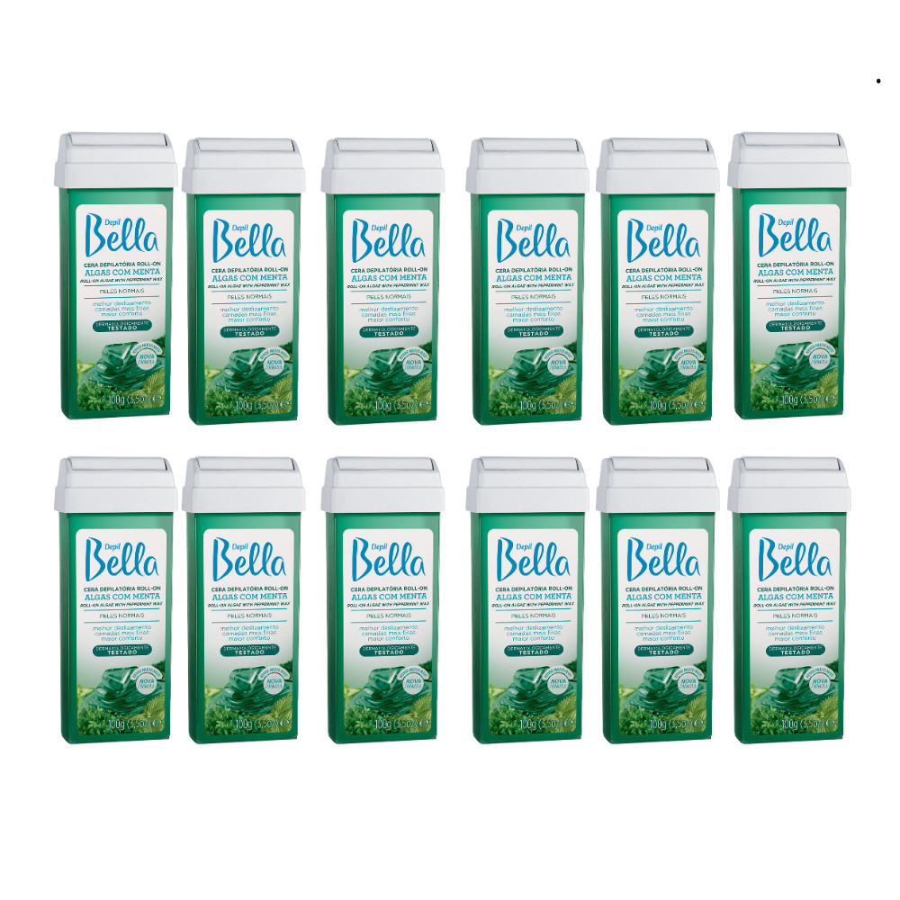 Kit Depil Bella Cera Roll-On Algas Com Menta com 12 unidades em Oferta na Shopee