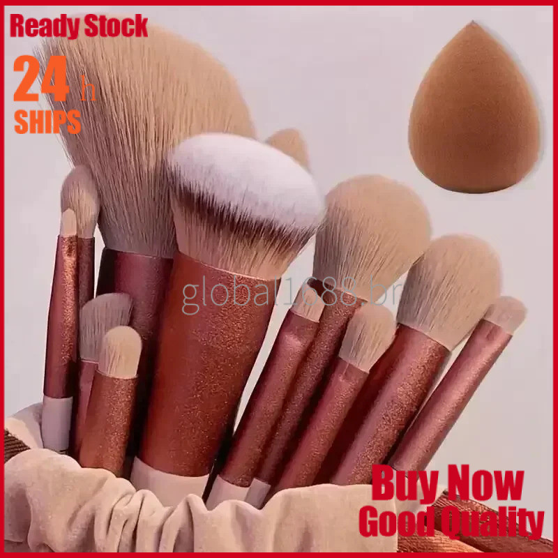 {PRONTO ESTOQUE} Conjunto de Pincéis de Maquiagem Macios e Fofos Profissionais para Base, Pó, Sombra, Kabuki, Mistura, F