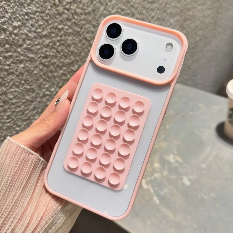 Ventosa 3D Doce Cor Caso De Telefone Para iPhone 17 16 15 14 Pro Max Ar 16e 11 12 13 7 8 Plus XS XR X SE2 Capa Clara