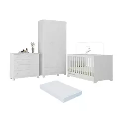 Quarto de Bebê Completo com Berço Americano 3 em 1 Colchão Incluso Allegra Multimóveis MP4606