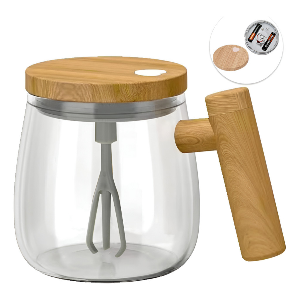 Chaleira Misturadora De Café Automática Agitadora Elétrica Giratória Para Chá Leite e Café 400ml