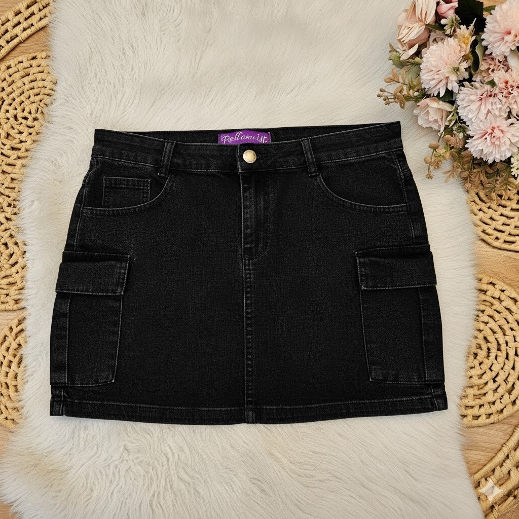 Saia jeans marmorizada feminino plus size 46 a 54 com lycra em Oferta na Shopee