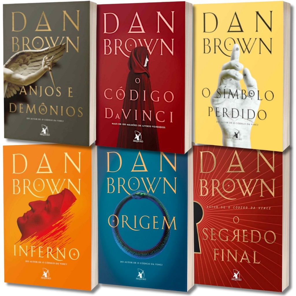 Livro Coleção Completa Anjos Demônios + Código Da Vinci + Símbolo Perdido + Inferno + Origem + Segredo Final