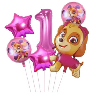 Kit 6 Balões Metalizados Skye Patrulha Canina + Estrela + Número em Oferta na Shopee
