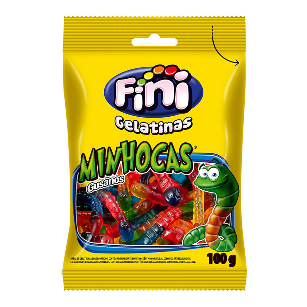Balas de Gelatina Fini Minhocas Sortidas 100g em Oferta na Shopee
