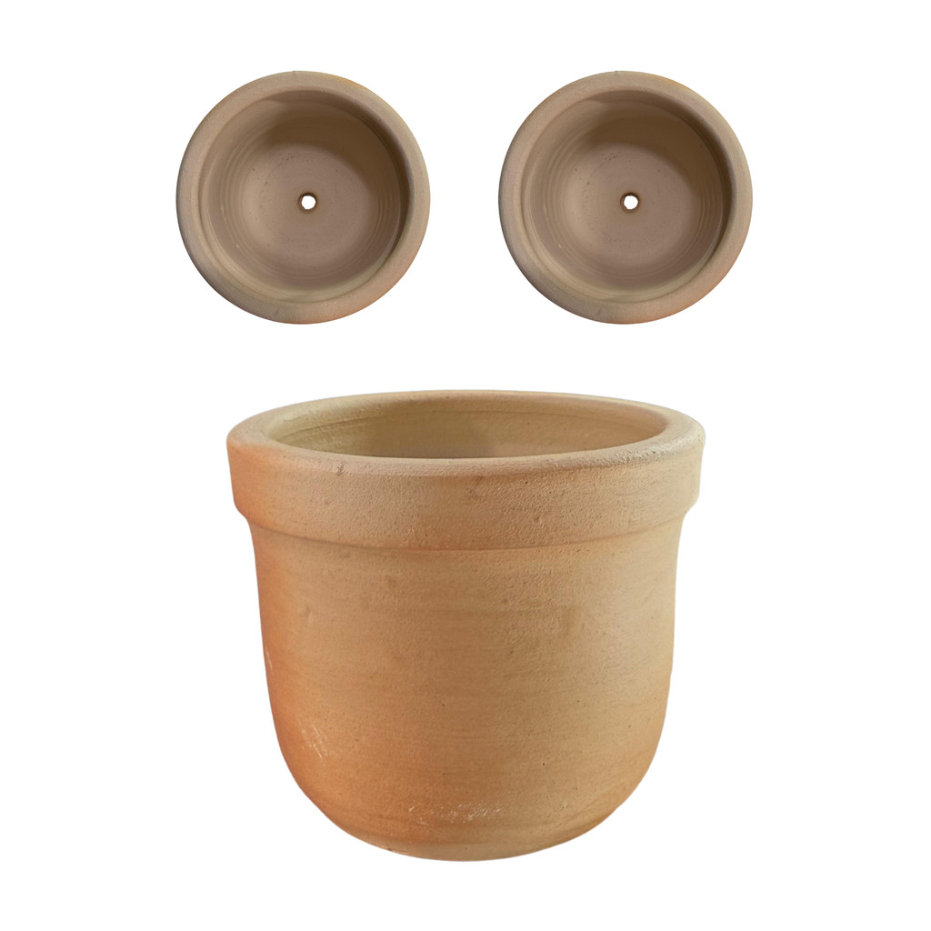 Kit 2 Vasos Cachepo Barro 12,5x9cm Tomilho Alecrim Varanda