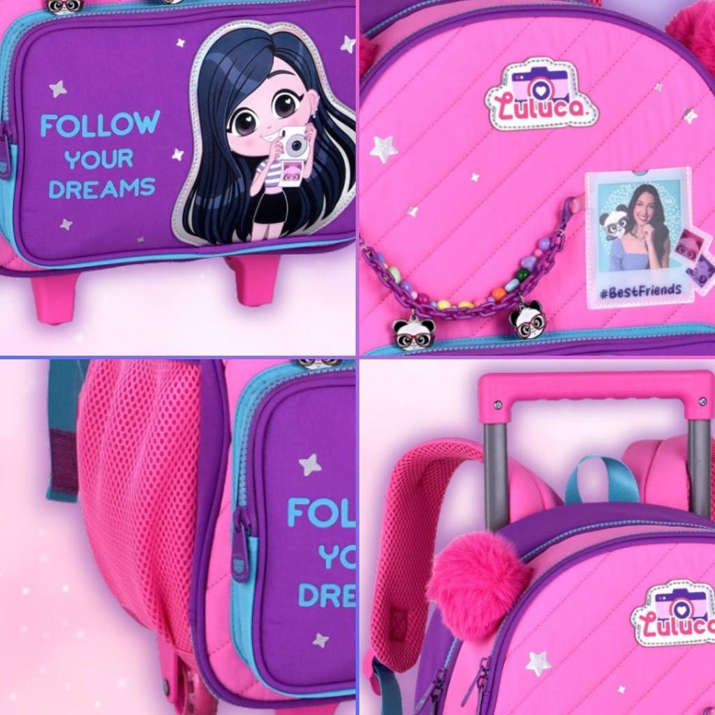 Mochila Luluca Rodinhas Infantil Meninas Pandinhas Youtuber