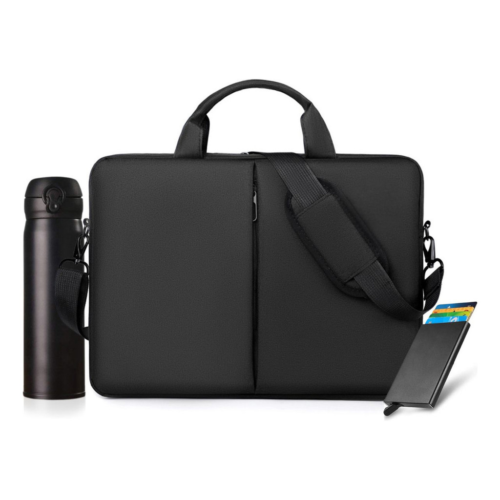 Bolsa Pasta Masculina Notebook Garrafa 500ml Carteira Rfid