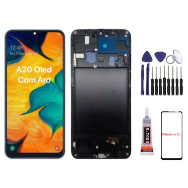 Tela Frontal Display Touch Compatível Galaxy A20 A205 Incell&Oled Amoled Lcd Sem Aro / Com Aro