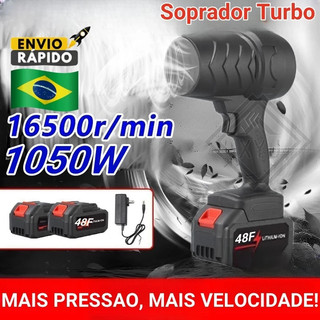 Soprador De Folhas Turbo Portátil Recarregável 48v Com 2 Baterias Potente Limpeza Interna e Externa