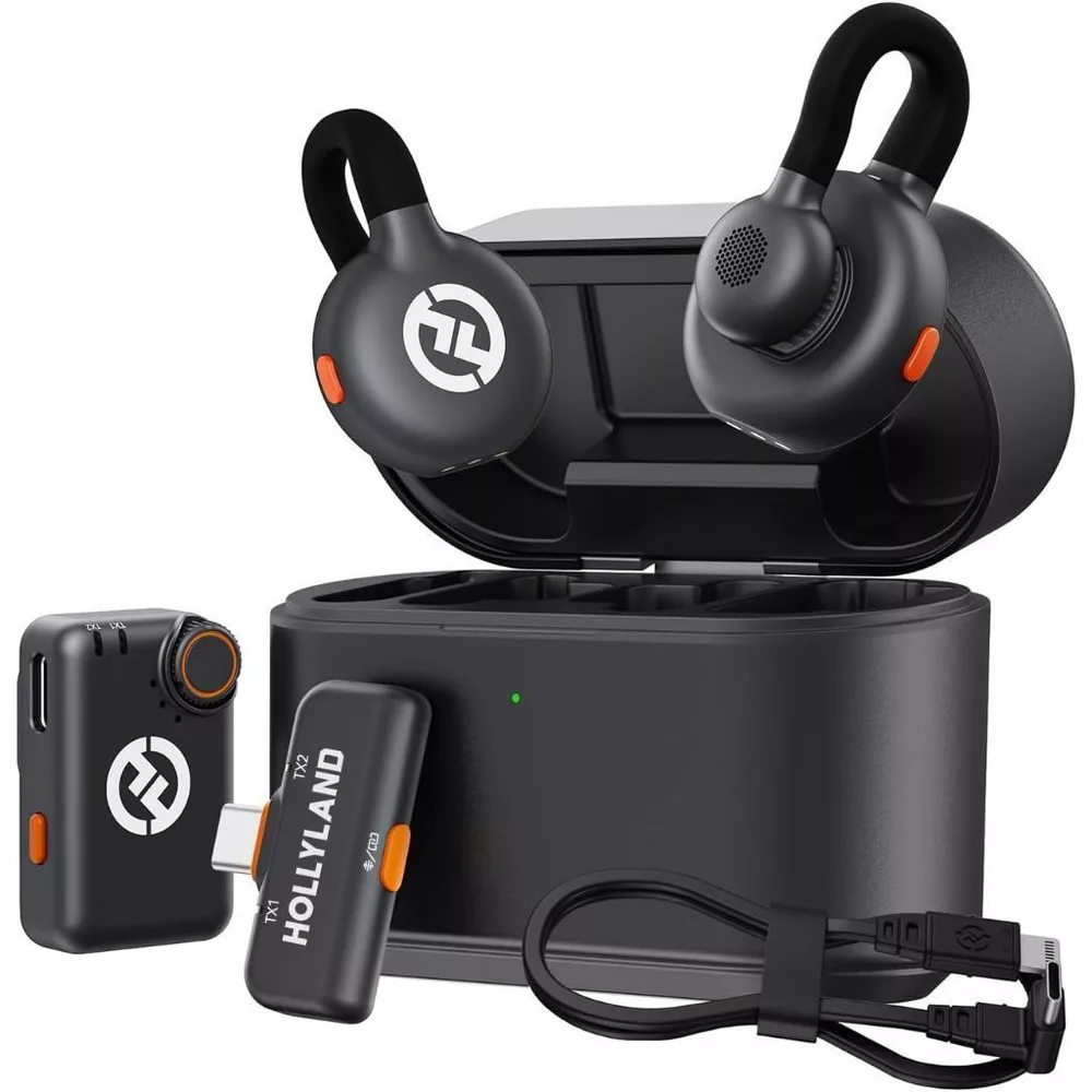 Hollyland Lark M2S Microfone de lapela sem fio com plugue USB-C para iPhone 15/16 e Androids Clipe de Titânio