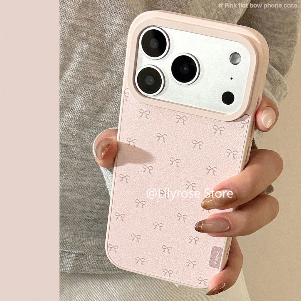 Capa De Couro Com Laço Rosa Para iPhone 17ProMax 17Po 17 16ProMax 16Pro 16 15ProMax 15Pro 15 14ProMax 14Pro 14 13ProMax em Oferta na Shopee