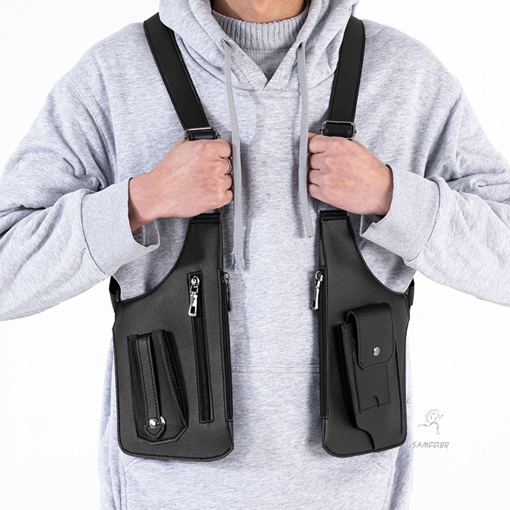 Bolsa De Ombro Masculina De Couro PU Nas Axilas Coldre Para Carteira Negócios Casual Profissional