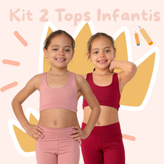 Kit 2 Tops Infantis, Para Meninas. Casual, Lisa e Básica. em Oferta na Shopee