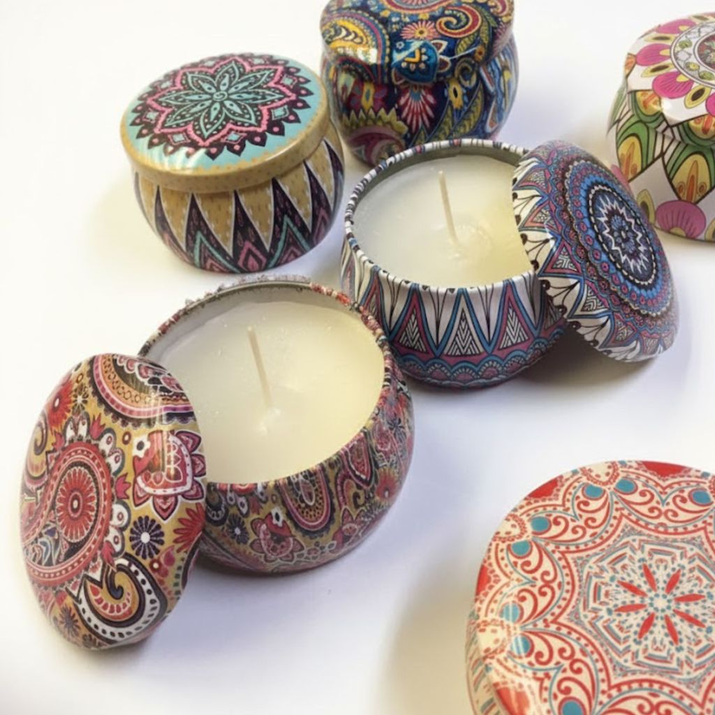 Vela Aromática Artesanal Essência leve 150g | Latinha Colorida