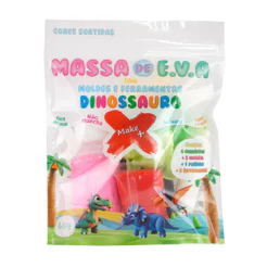 Massa de EVA em pote 60g 6 cores Dinossauro Gatte