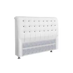 Cabeceira Cama Box Estofada Casal Casal Dama Plus Courano Branco/Preto - Simbal