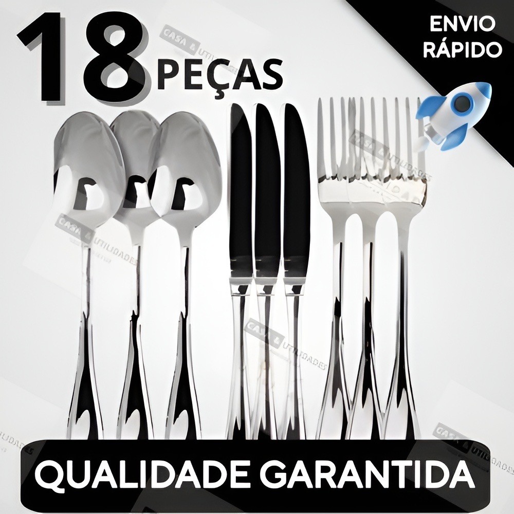 Conjunto Jogo de Talheres 18 peças Aço Inox Facas Garfos e Colheres de Mesa Casa Para Restaurante em Oferta na Shopee