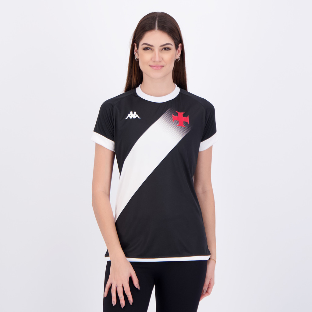 Camisa Kappa Vasco Supporter Graphik Feminina Preta e Branca em Oferta na Shopee
