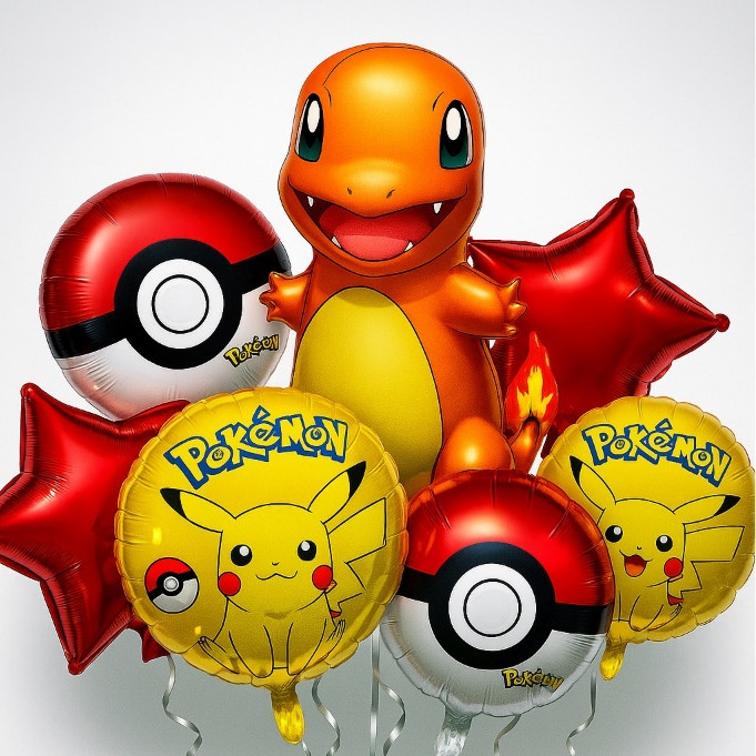 Kit 7 Balão Metalizado Pokemon Pikachu Pokebola Charmander Anime Festa Aniversário Decoração em Oferta na Shopee