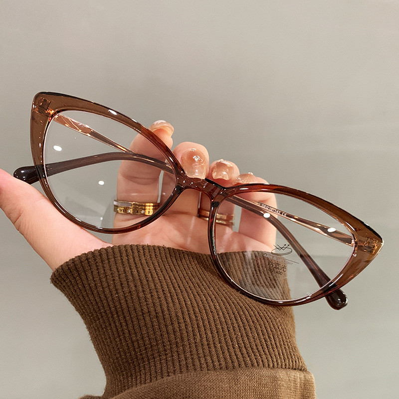 Novo Chá Colorido Olho De Gato Armação Grande Óculos Masculinos E Femininos