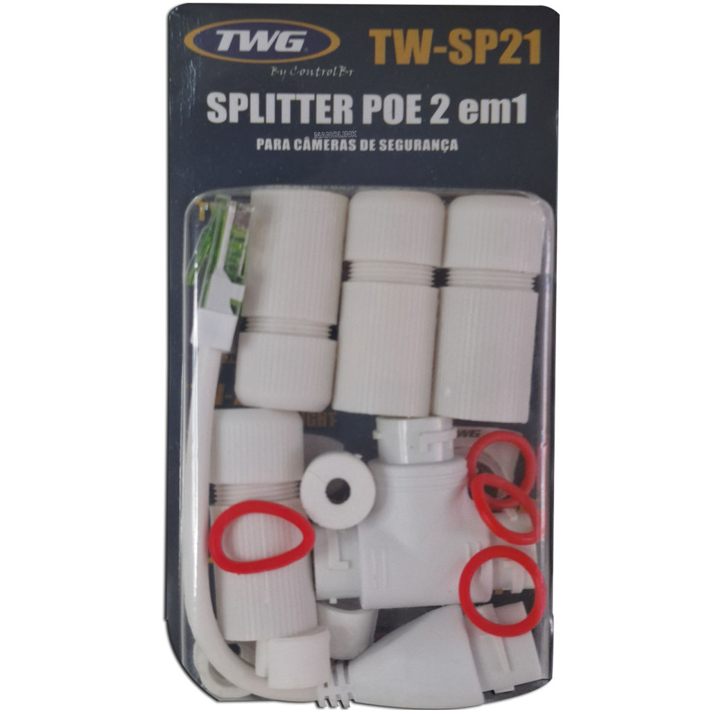 Splitter POE Divisor Cabo de Rede 2 em 1 para 2 Câmeras IP