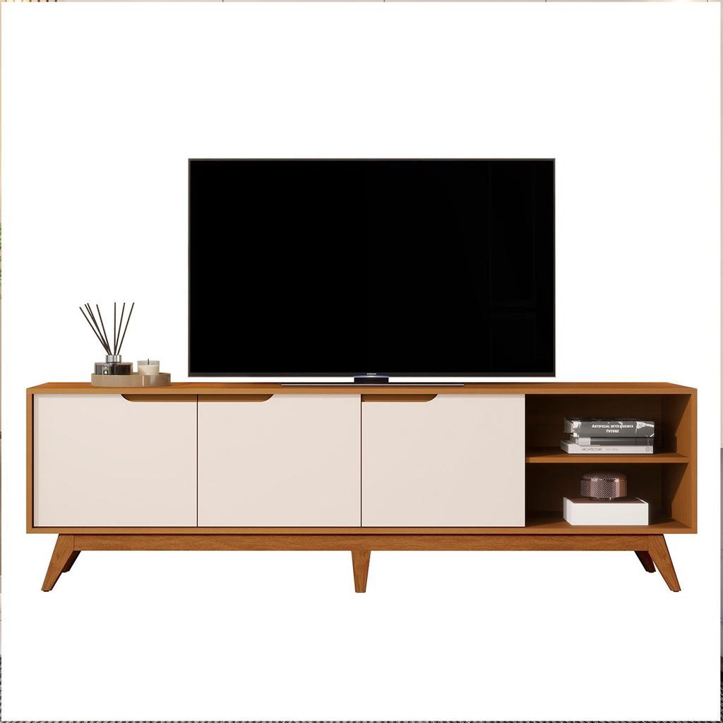 Rack Bancada Tucumã 1.8 TV Até 75 Pol. Pés de Madeira Maciça em Oferta na Shopee