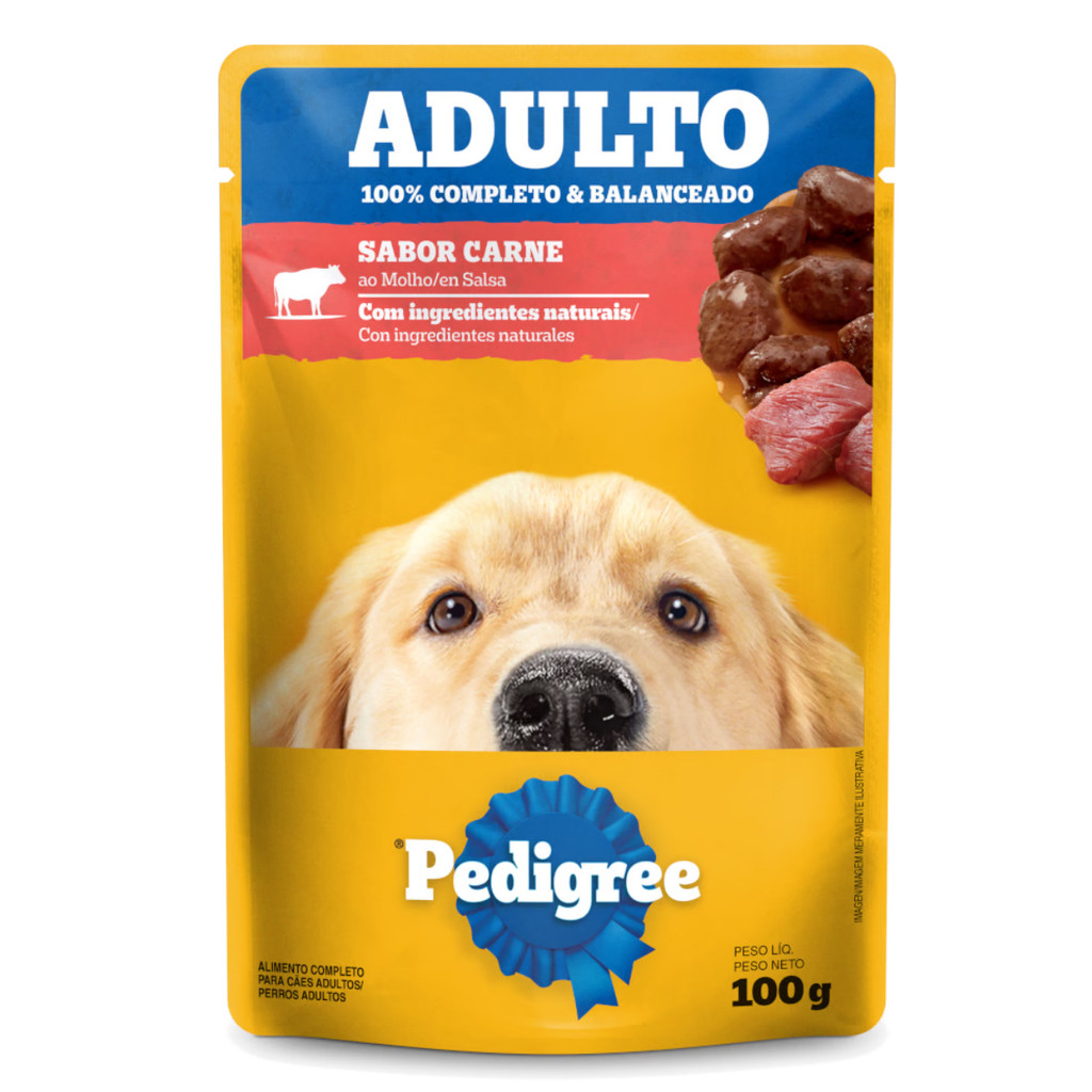 Ração Úmida Sachê Pedigree Para Cães Adultos Porte Médio E Grande Carne Ao Molho 100g em Oferta na Shopee