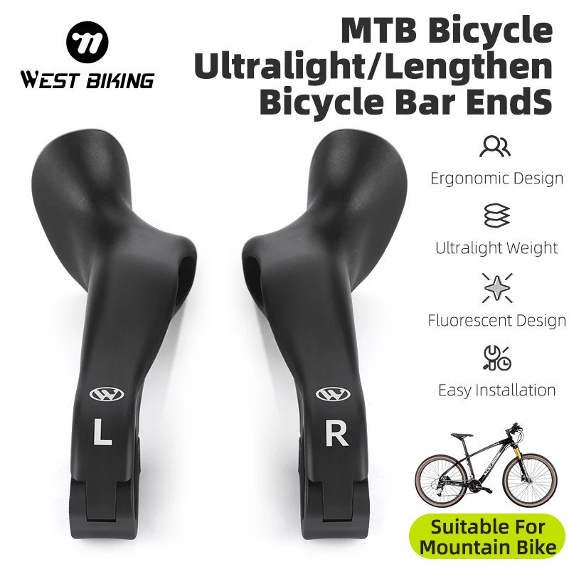 WEST BIKING Extensões de Guidão MTB Ergonômicas 22.2mm Universais para Bicicleta de Montanha Ultralight em Fibra de Nylo