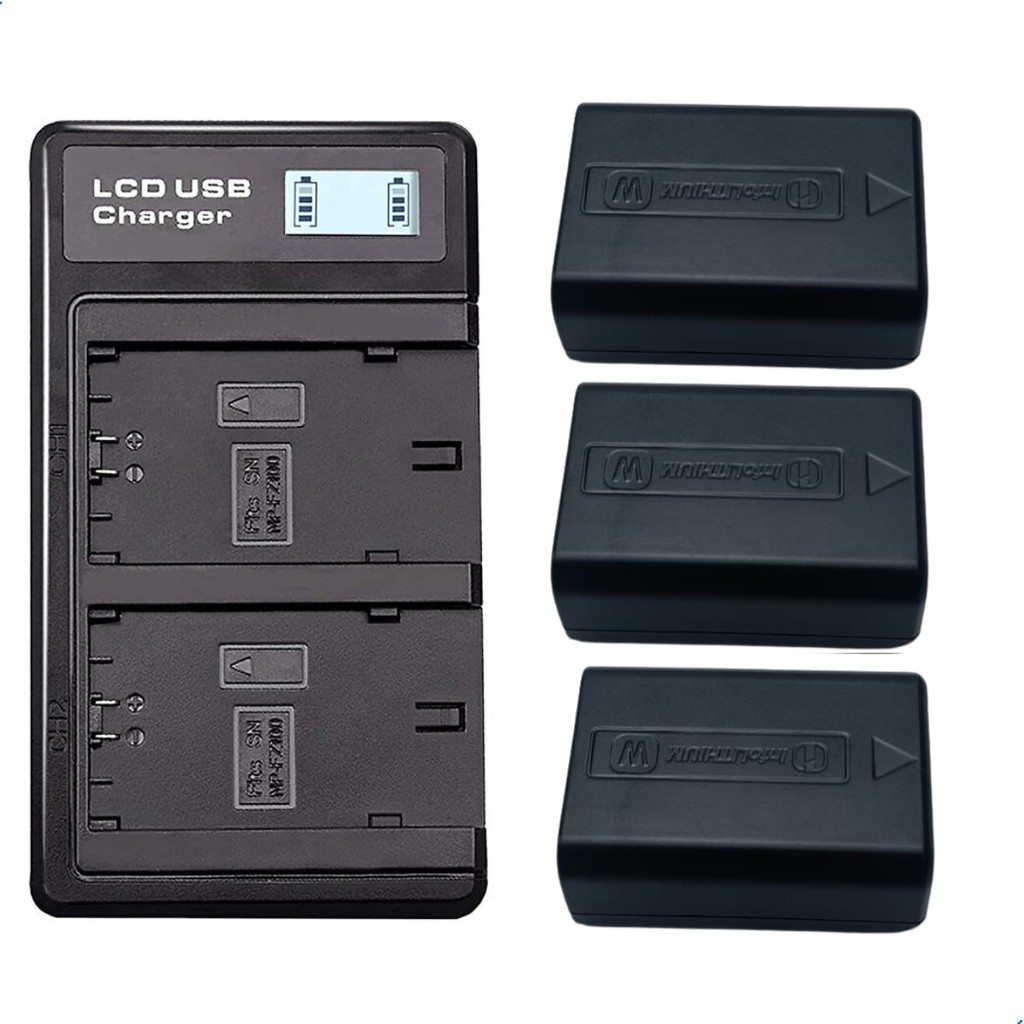 Kit 3 Baterias Np-fw50 e Carregador Duplo USB LCD para sony A6500 A7 A6000 A5000  A5100 NEX-3 A7II