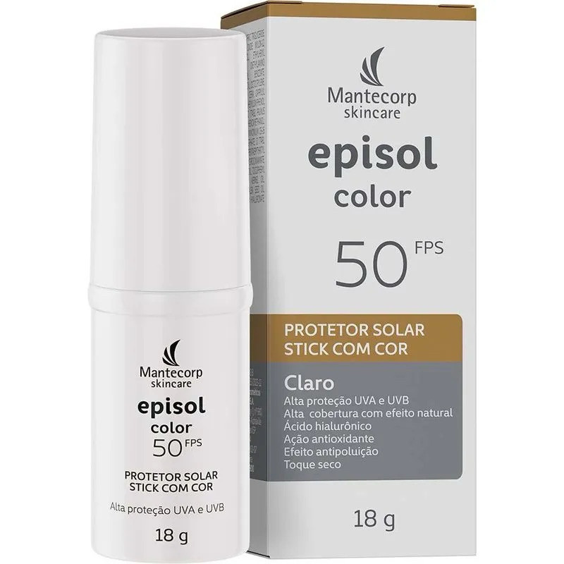Episol Color Stick Mantecorp Skincare - Protetor Solar com Cor FPS50 - Cores