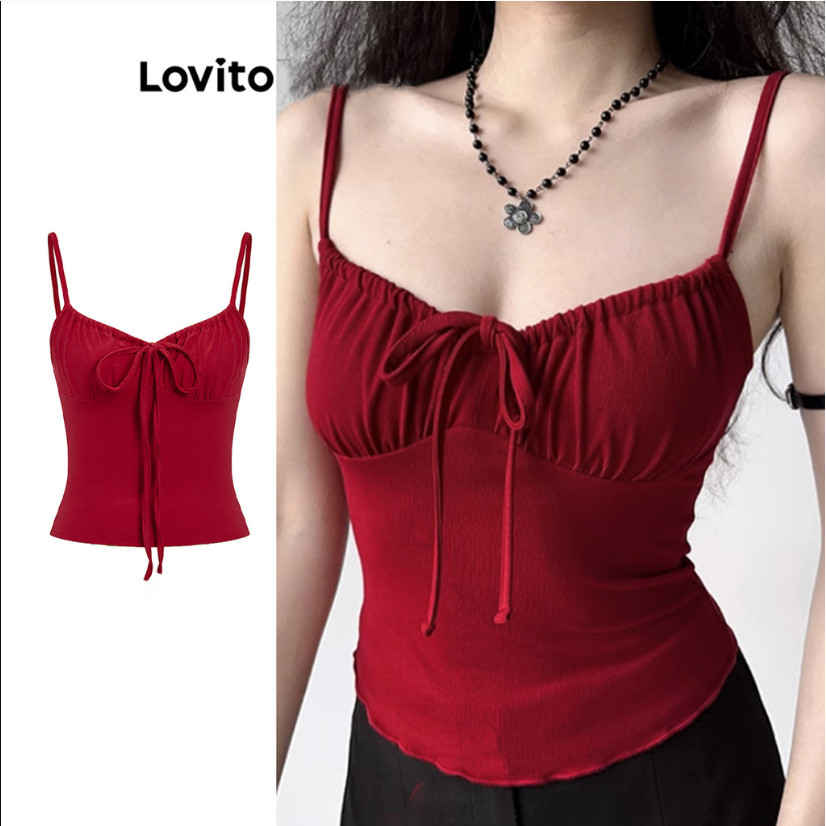 Lovito Regata Casual De Verão Feminina Com Amarração Frontal Multicolorida L95ED508 em Oferta na Shopee