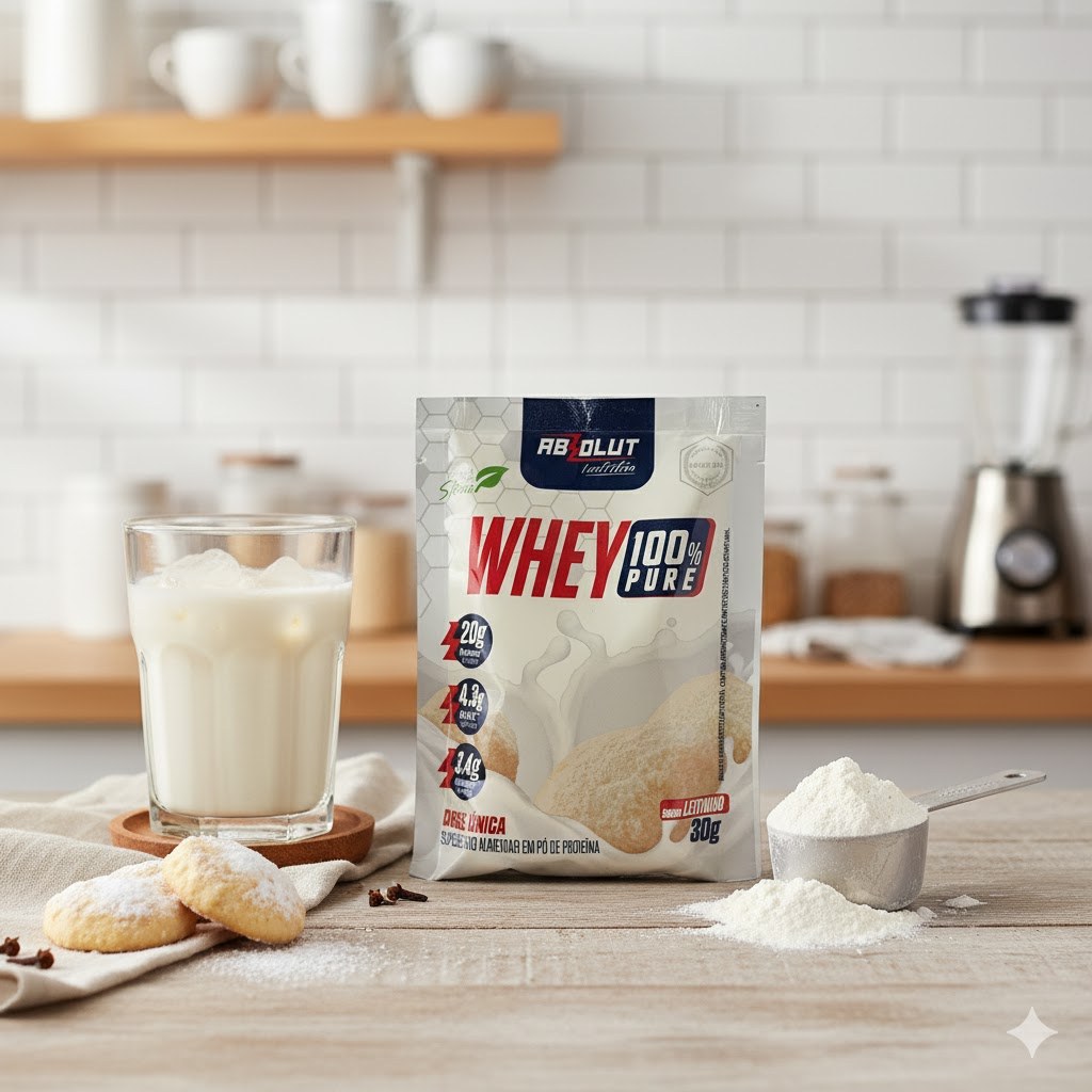 Whey Protein 100% Pure Concentrado Sabor Leitinho Sache 30g Absolut em Oferta na Shopee