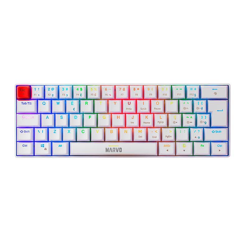 Teclado Mecanico Marvo KG933G, RGB, ABNT2, Switch Vermelho, Branco, KG933G-WH em Oferta na Shopee