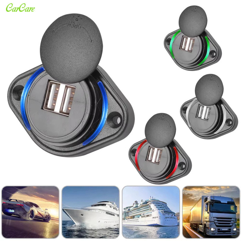 Carregador de Carro à Prova d'Água com Porta Dupla USB 12V24V 3.1A Adequado para Motocicletas, Carros, Barcos CarCare em Oferta na Shopee
