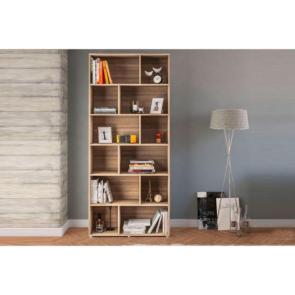 Estante Livreiro de Escritório Xangai Castanho - Politorno em Oferta na Shopee