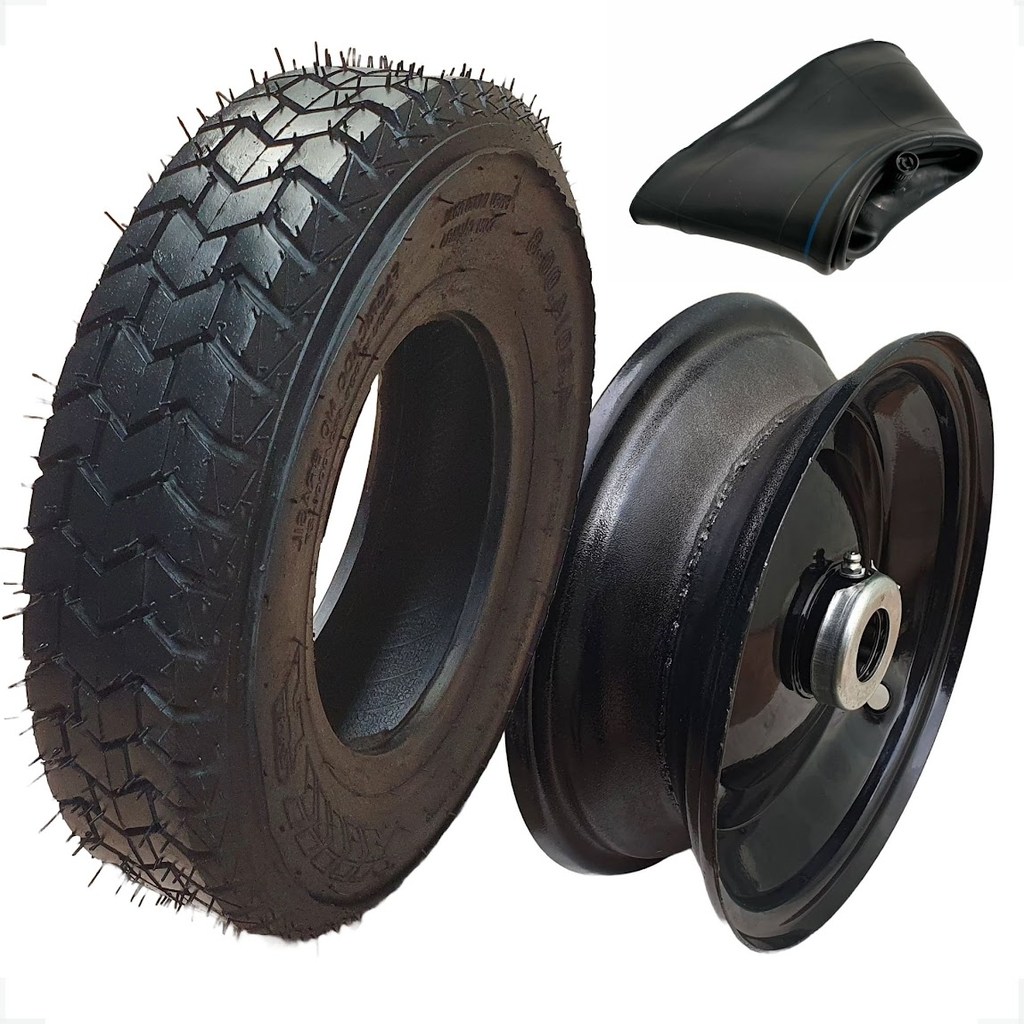 Pneu Carreta Reboque Motos Medida 4.00-8 + Roda Graxeira 8”