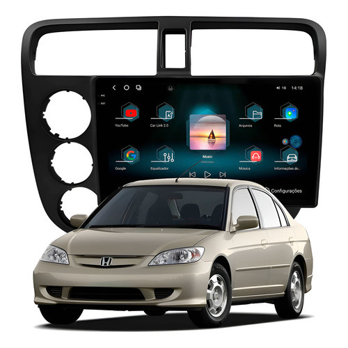 Multimidia Aikon Fóton G3 Civic 2001 A 2006 12+256gb Octa 9p