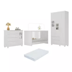 Quarto de Bebê Completo com Berço 3 em 1 com Colchão Incluso Sol Multimóveis MP4542