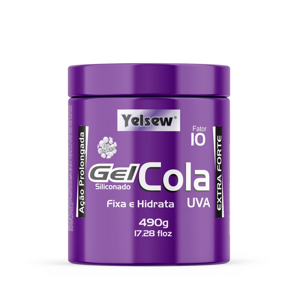 Gel Cola Uva Ultra Fixação 490g Yelsew | Aroma de Uva | Máxima Aderência | Efeito Brilho |
