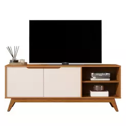 Rack Bancada Tucumã 1.4 TV Até 60 Pol. Pés de Madeira Maciça