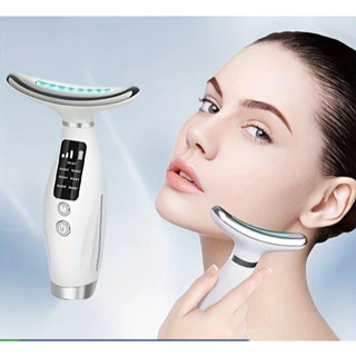 Massageador De Pescoço e Rosto LED Vibração Fototerapia Para Rejuvenescer Firmeza Anti-Rugas em Oferta na Shopee