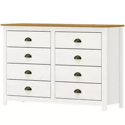 Comoda 8 Gavetas Madeira Maciça 125 Cm 9102 Branco Freijo Milani Store