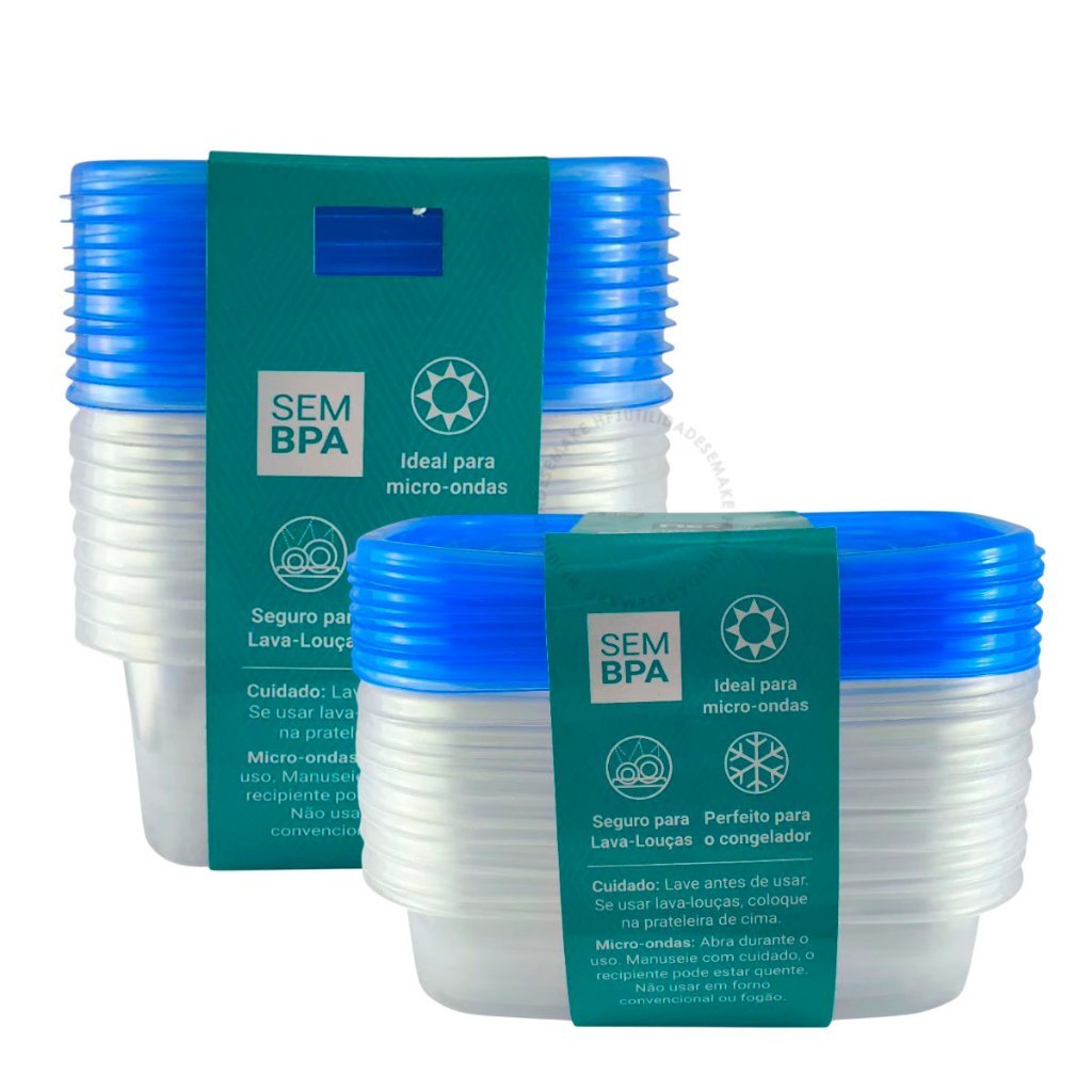 Imagem Kit 20 Potes Conjunto Cozinha Organização Frezzer Micro-ondas Lava-louças  700ml 1000ml