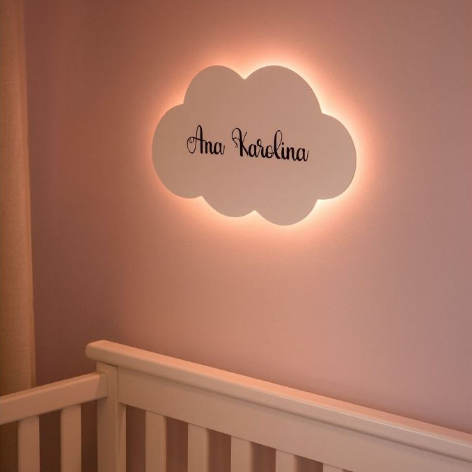 Luminária Infantil Abajur Nuvem Com Led Decorativo