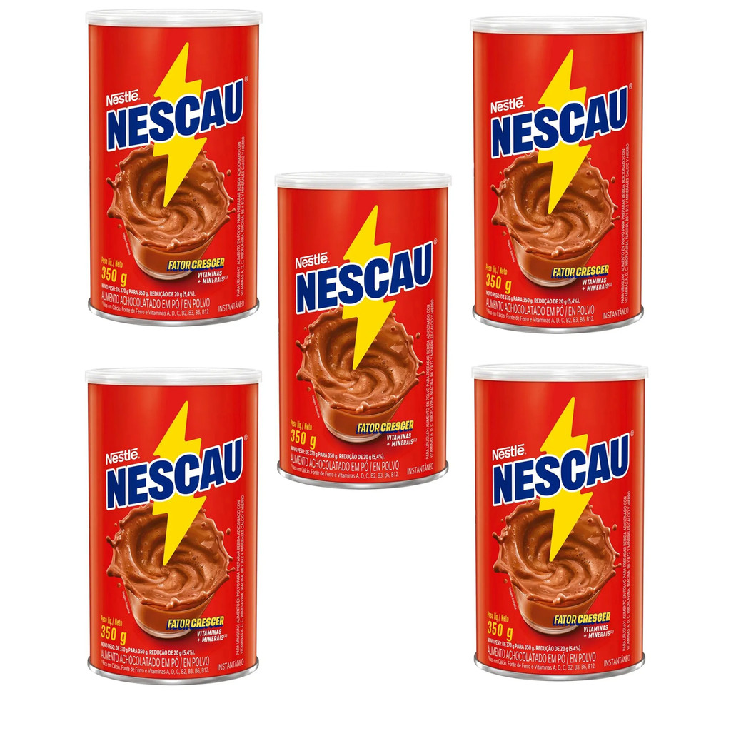 Kit c/5 Achocolatado Em Pó Nescau Lata 350g