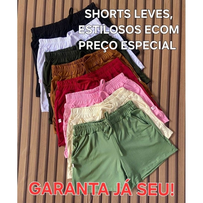 KIT COM 3 KIT 5 PEÇAS Short Feminino em Suede Confortável, Estiloso e Cores Sortidas em Oferta na Shopee