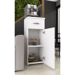 Móvel Branco para Café com 1 Porta e 1 Gaveta