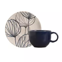 Conjunto com 6 Xícaras de Chá com Pires Coup Stoneware New Blue 220ml